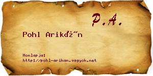 Pohl Arikán névjegykártya